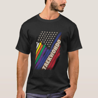 Amerikaanse Vlag Wit Zwart Riem Kleuren Taekwondo T-shirt
