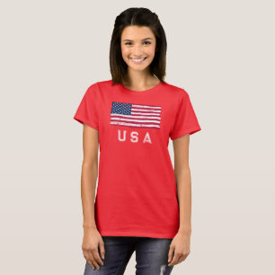 Amerikaanse vlag (Witte tekst) T-shirt voor vrouw