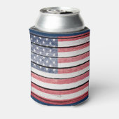 Amerikaanse vlag "Wood Afbeelding" Koelbox Blikjeskoeler (Blikje Achterkant)