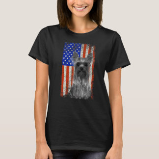 Amerikaanse vlag Yorkshire Terrier Dog Dad mapapup T-shirt