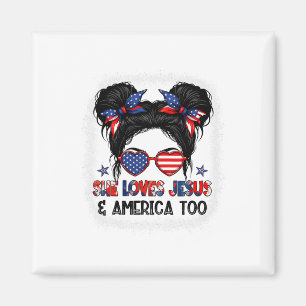 Amerikaanse vlag Ze houdt van Jezus en Amerika ook Magneet