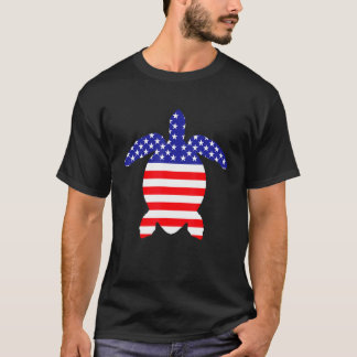 Amerikaanse vlag Zee Turtle Lover Novelty T-shirt