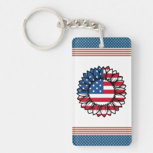 Amerikaanse vlag Zonnebloem-32222 Sleutelhanger