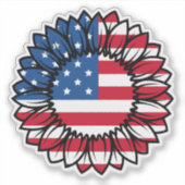 Amerikaanse vlag Zonnebloem-32222 Sticker (Voorkant)