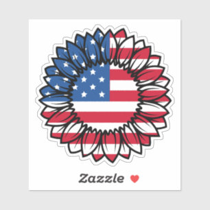 Amerikaanse vlag Zonnebloem-32222 Sticker