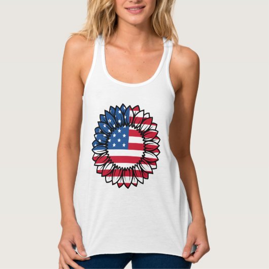 Amerikaanse vlag Zonnebloem-32222 Tanktop (Voorkant)