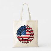 Amerikaanse vlag Zonnebloem-32222 Tote Bag (Achterkant)