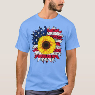 Amerikaanse vlag Zonnebloem 4 juli Onafhankelijkhe T-shirt