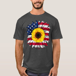 Amerikaanse vlag Zonnebloem 4 juli Onafhankelijkhe T-shirt