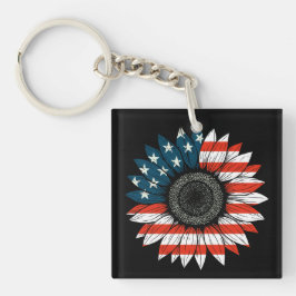 Amerikaanse vlag zonnebloem sleutelhanger