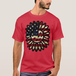 Amerikaanse vlag zonnebloem t-shirt