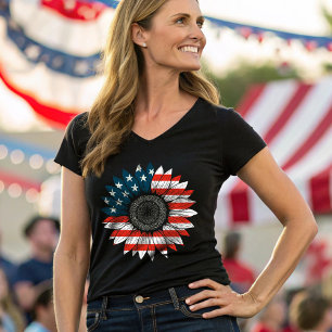 Amerikaanse vlag zonnebloem t-shirt