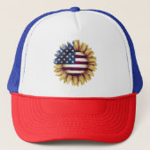 Amerikaanse vlag zonnebloem trucker pet (Voorkant)