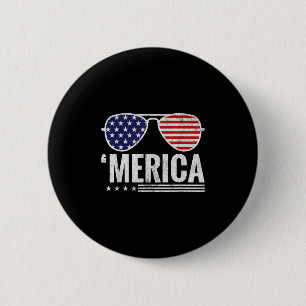 Amerikaanse vlag Zonnebril 4 juli Patriot Ronde Button 5,7 Cm