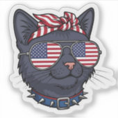 Amerikaanse vlag zonnebril Cat - Cool Patriotic Sticker (Voorkant)