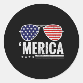 Amerikaanse vlag Zonnebril Onafhankelijkheidsdag 4 Ronde Sticker