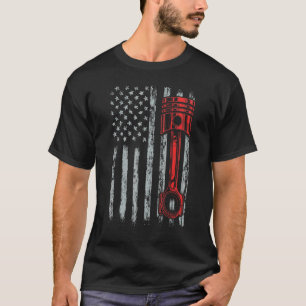 Amerikaanse vlag zuiger auto t-shirt