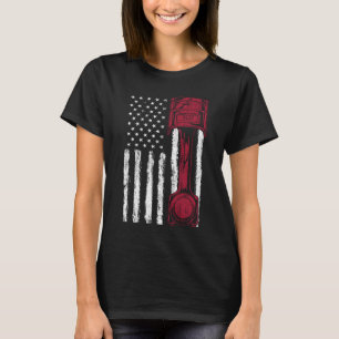 Amerikaanse Vlag Zuiger Muscle Auto T-shirt
