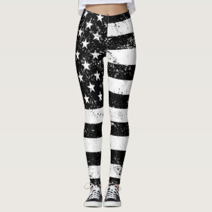 Amerikaanse vlag, zwart en wit leggings
