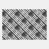 Amerikaanse vlag zwart en wit sprankelt glitters p inpakpapier vel (Voorkant 2)