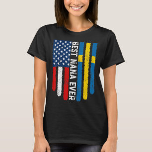 Amerikaanse vlag & Zweden vlag Beste Nana ooit Fam T-shirt