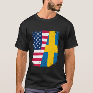 Amerikaanse Vlag ZWEDEN Vriendschap Land Vintage T-shirt