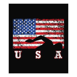 Amerikaanse vlag Zwemmen USA Cadeau Zwemteam Premi Foto Afdruk
