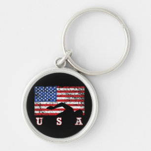 Amerikaanse vlag Zwemmen USA Cadeau Zwemteam Premi Sleutelhanger
