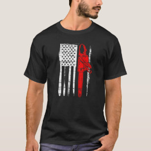 Amerikaanse vlagarchist Chainzaag Lumberjack Log V T-shirt