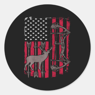 Amerikaanse vlagdeer Bow Hunting Ronde Sticker