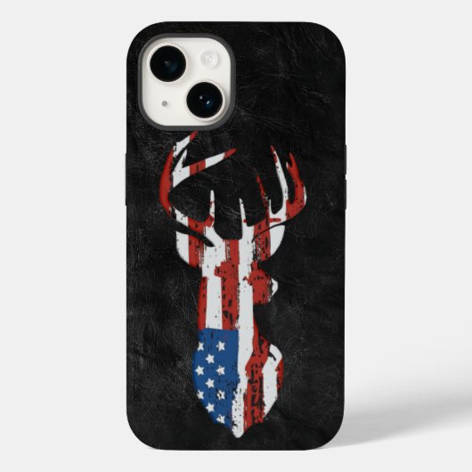Amerikaanse vlagdeer op leder Case-Mate iPhone case (Achterkant)