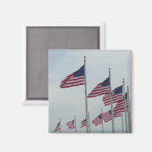 Amerikaanse vlaggen bij het Washington Monument Magneet (Voorkant / Achterkant)