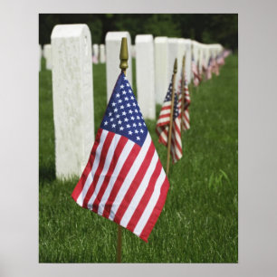 Amerikaanse vlaggen op graven van Amerikaanse vete Poster