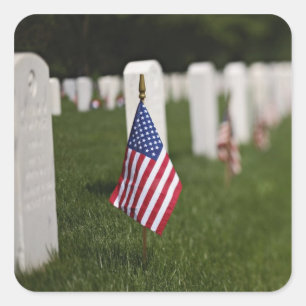 Amerikaanse vlaggen op graven van Amerikaanse vete Vierkante Sticker