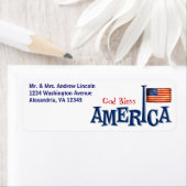 Amerikaanse vlaggengod zegene Amerika Adresetikett Etiket (Insitu)