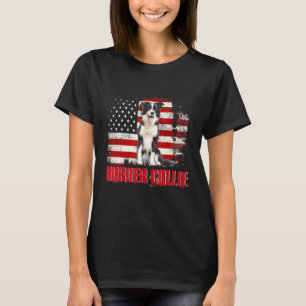-Amerikaanse vlaggengrens Collie Dog T-shirt