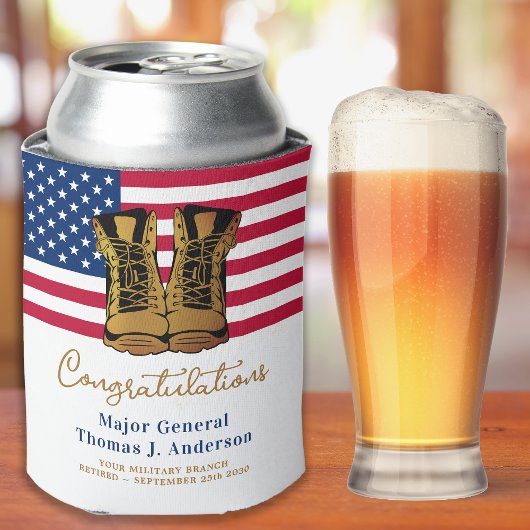 Amerikaanse vlaggenpartij bij het militaire leger blikjeskoeler