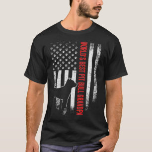  Amerikaanse Vlaggenwerelden Beste Pit Bull Opa T-shirt