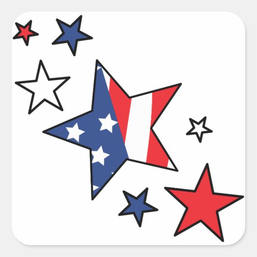 Amerikaanse vlaggestars vierkante sticker (Voorkant)