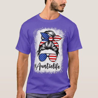Amerikaanse vlaggetje Auntie Life Bleekte moeders T-shirt