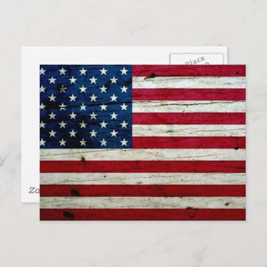 Amerikaanse vlaghout Rustiek, met kool-nood Briefkaart (Voorkant / Achterkant)