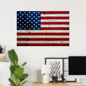 Amerikaanse vlaghout Rustiek, met kool-nood Poster (Thuiskantoor)