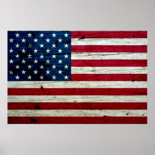 Amerikaanse vlaghout Rustiek, met kool-nood Poster