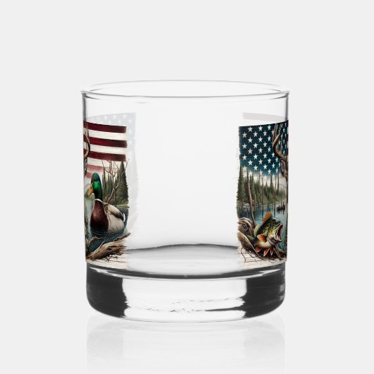 Amerikaanse vlagjacht en Gevist thema Whisky Glas (Links)