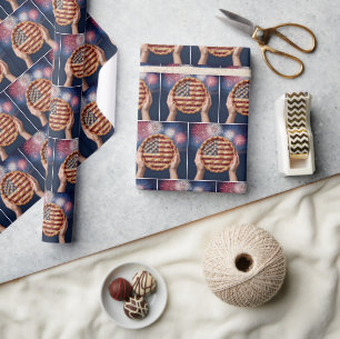 Amerikaanse vlagkorst op een kersenpastei cadeaupapier