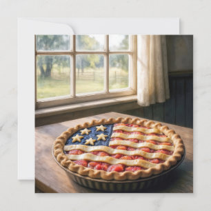 Amerikaanse vlagkorst op zelfgemaakte taart kaart