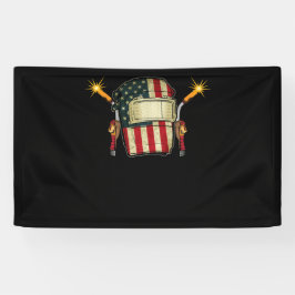 Amerikaanse vlaglassen Helmet Shape Cute Welder Spandoek