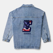 Amerikaanse vlagletter E personaliseren Jouw naam Denim Jacket (Achterkant)
