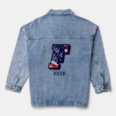 Amerikaanse vlagletter F personaliseren Jouw naam Denim Jacket (Achterkant)
