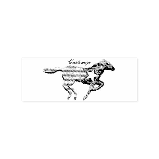 Amerikaanse vlagpaard met Thunder_Cove Rubberstempel (Afrduk)